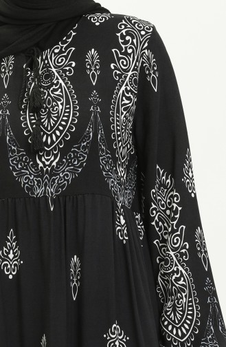 Gemustertes Viskosekleid 4113-03 Schwarz 4113-03