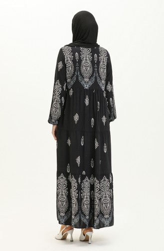 Gemustertes Viskosekleid 4113-03 Schwarz 4113-03