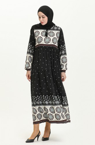 Printed Viscose Dress 4115-02 Black 4115-02