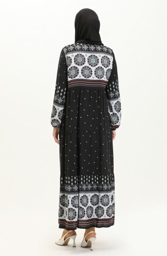 Printed Viscose Dress 4115-04 Black Gray 4115-04