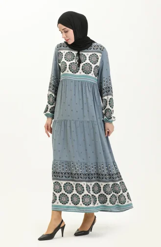 Robe en Viscose à Motifs 4115-05 Gris 4115-05
