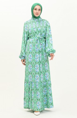 Robe Viscose à Motifs 5520-03 Vert Menthe 5520-03