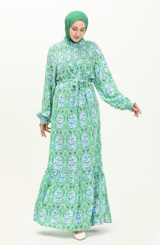 Robe Viscose à Motifs 5520-03 Vert Menthe 5520-03