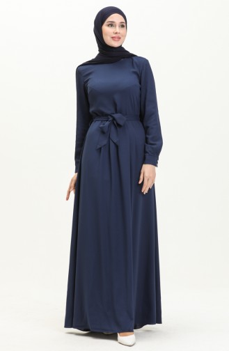 Plissiertes Kleid mit Gürtel 60307-01 Marineblau 60307-01