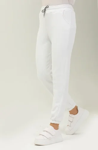 بنطلون رياضي بجيب 0272-01 أبيض 0272-01