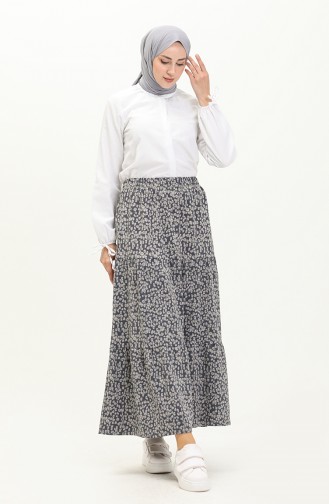 Printed Tiered Skirt 8607-01 Anthracite 8607-01