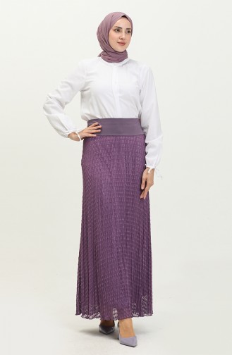 Pleated Lace Skirt 0134-05 Plum 0134-05