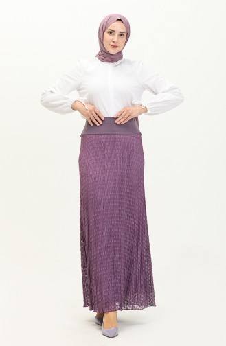 Pleated Lace Skirt 0134-05 Plum 0134-05