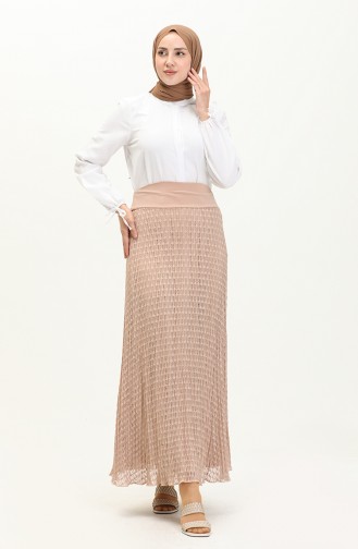 Pleated Lace Skirt 0134-06 Beige 0134-06