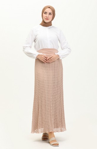 Pleated Lace Skirt 0134-06 Beige 0134-06