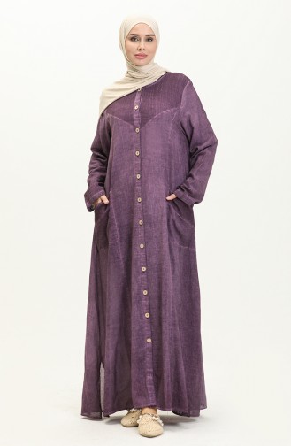 Abaya Authentique en Tissu Şile 8383-03 Pourpre 8383-03