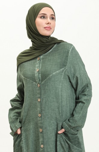 Şile Fabric Authentic Abaya 8383-04 Green 8383-04