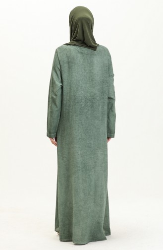 Şile Fabric Authentic Abaya 8383-04 Green 8383-04