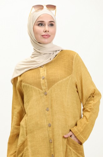 Şile Fabric Authentic Abaya 8383-05 Mustard 8383-05