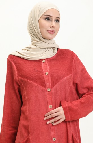 Şile Fabric Authentic Abaya 8383-06 Brick Red 8383-06