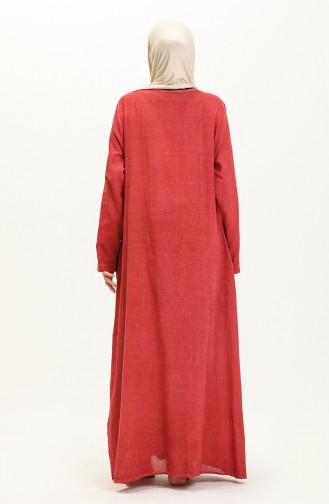 Şile Fabric Authentic Abaya 8383-06 Brick Red 8383-06