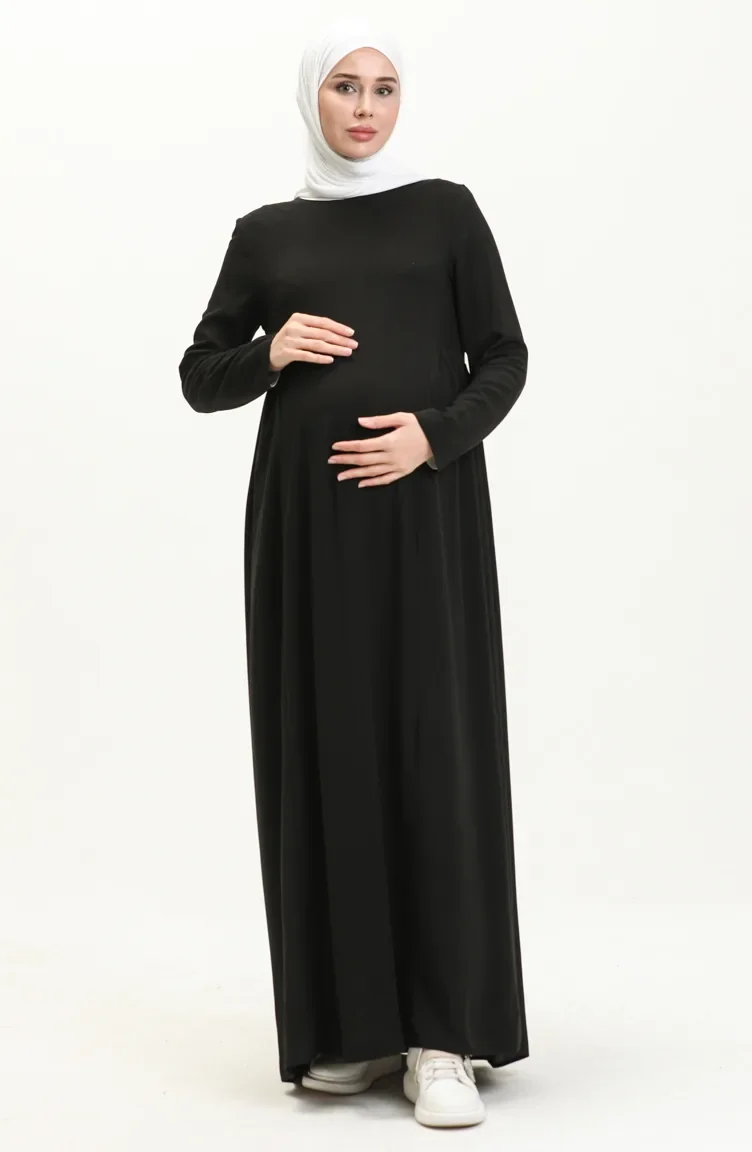 Sefamerve Cotton Maternity Dress 238147-01 Black 238147-01 | Sefamerve