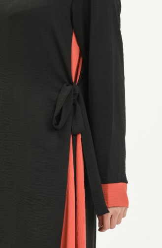 Çift Renkli Aerobin Elbise 0062-01 Siyah Kiremit