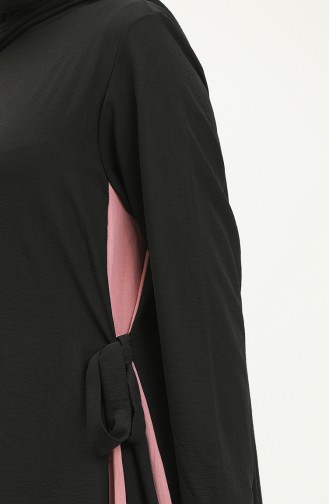 Çift Renkli Aerobin Elbise 0062-03 Siyah Gül Kurusu