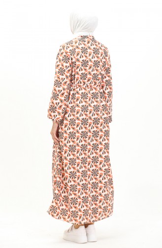 Printed Linen Dress 1021-02 Orange Mint 1021-02