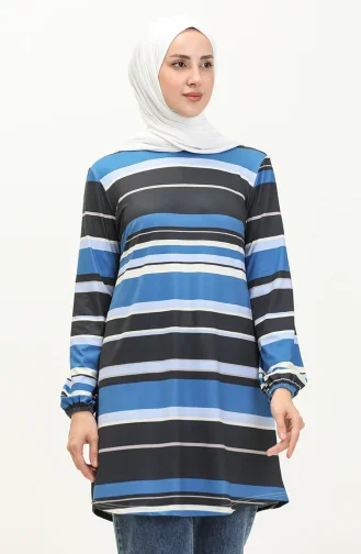 Elastic Sleeve Tunic 8598-01 Navy Blue Saxe 8598-01