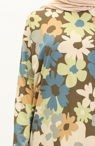 Printed Bat Sleeve Tunic 8606-01 Khaki 8606-01
