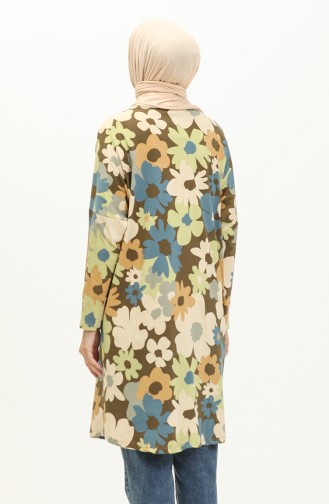 Printed Bat Sleeve Tunic 8606-01 Khaki 8606-01