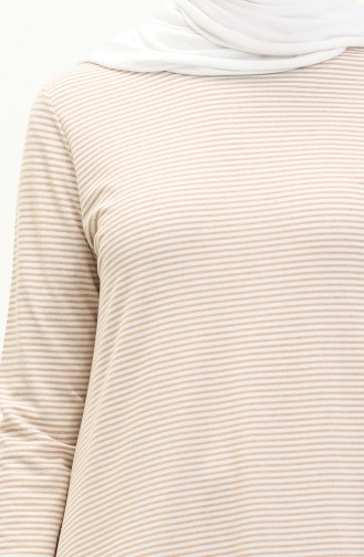 Striped Elastic Sleeve Tunic 8613-02 Mink 8613-02