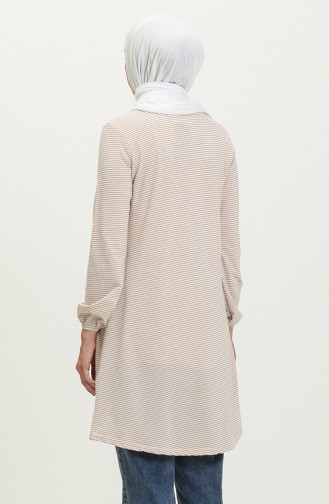 Striped Elastic Sleeve Tunic 8613-02 Mink 8613-02