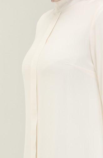 Patlı Uzun Tunik 15069-01 Beyaz