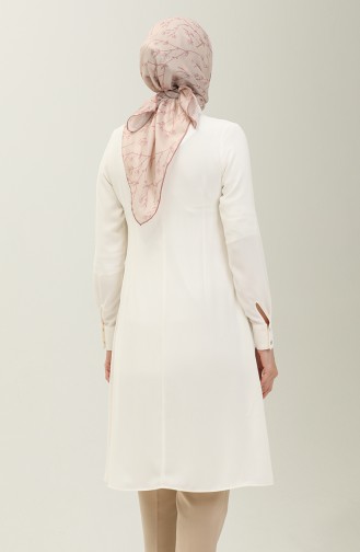 Patlı Uzun Tunik 15069-01 Beyaz