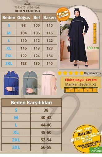Kadin Buyuk Beden Aerobin Fermuarlı Ferace Spor Tesettur Giyim Oversize 8710 Lacivert