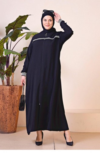 Große Aerobin-Abaya Mit Reißverschluss Für Damen Sport-Hijab-Kleidung Übergröße 8710 Schwarz 8710.siyah