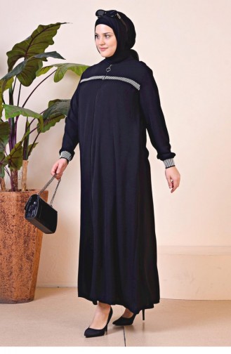 Aerobin – Abaya De Sport à Fermeture éclair Pour Femmes Grande Taille Hijab Vêtements Surdimensionnés 8710 Noir 8710.siyah