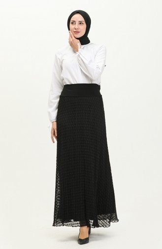 Pleated Lace Skirt 0134-01 Black 0134-01
