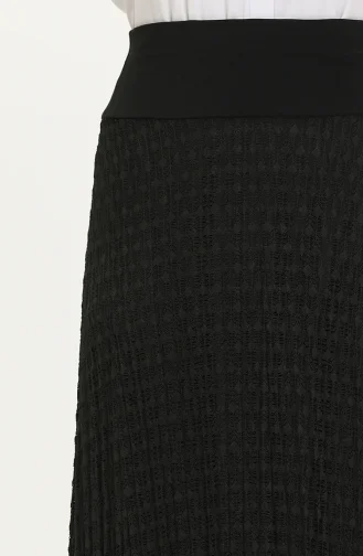 Jupe Plissée en Dentelle 0134-01 Noir 0134-01