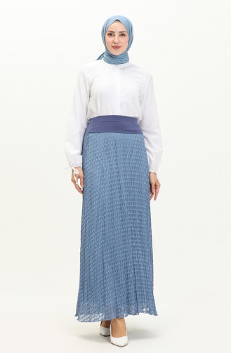 Pleated Lace Skirt 0134-04 Indigo 0134-04