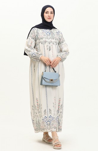 Printed Linen Dress 24Y8949-01 Beige Blue 24Y8949-01