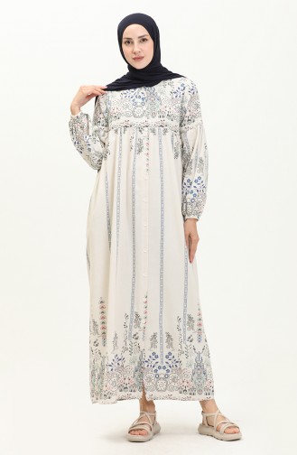 Printed Linen Dress 24Y8949-01 Beige Blue 24Y8949-01