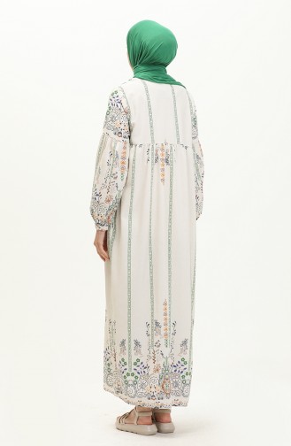 Printed Linen Dress 24Y8949-02 Beige Emerald Green 24Y8949-02