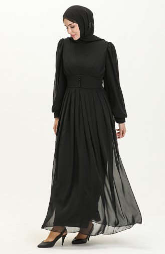 Robe de Soirée en Mousseline 60282-04 Noir 60282-04