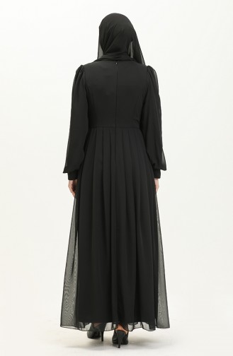Robe de Soirée en Mousseline 60282-04 Noir 60282-04