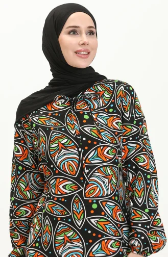 Gemustertes Viskosekleid 7005-01 Schwarz 7005-01