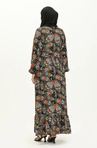 Gemustertes Viskosekleid 7005-01 Schwarz 7005-01