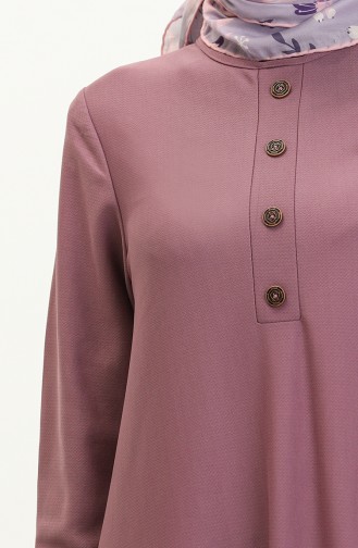 Elastic Sleeve Hidden Button Dress 0578-01 Lilac 0578-01