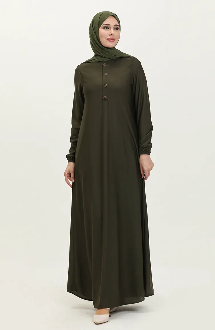 Elastischem Armausschnitt und patentiertem Kleid 0578-02 Khaki 0578-02