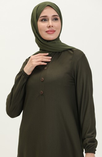 Robe Plissée à Manches élastiques 0578-02 Khaki 0578-02