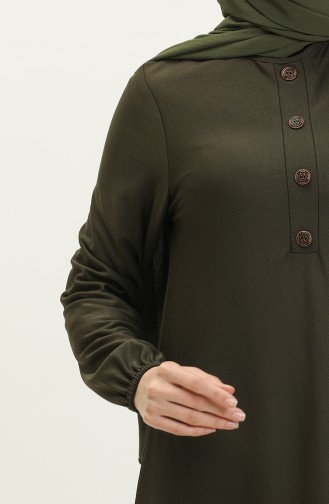 فستان مطاط الأكمام 0578-02 أخضر عسكري 0578-02