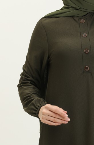 Robe Plissée à Manches élastiques 0578-02 Khaki 0578-02