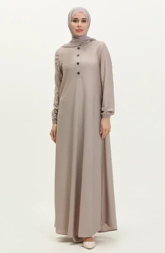 Robe Plissée à Manches élastiques 0578-06 Vison 0578-06